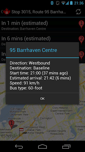 Un outil de suivi des autobus à Ottawa - Screenshot 3