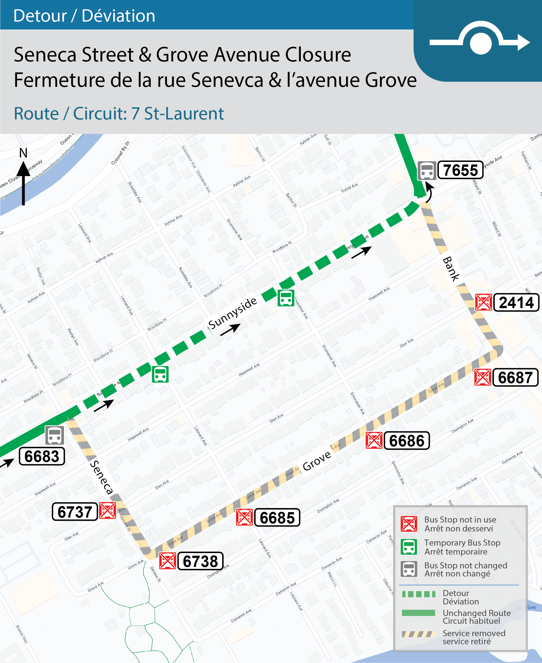 Map for Route 7. Seneca & Grove Detour