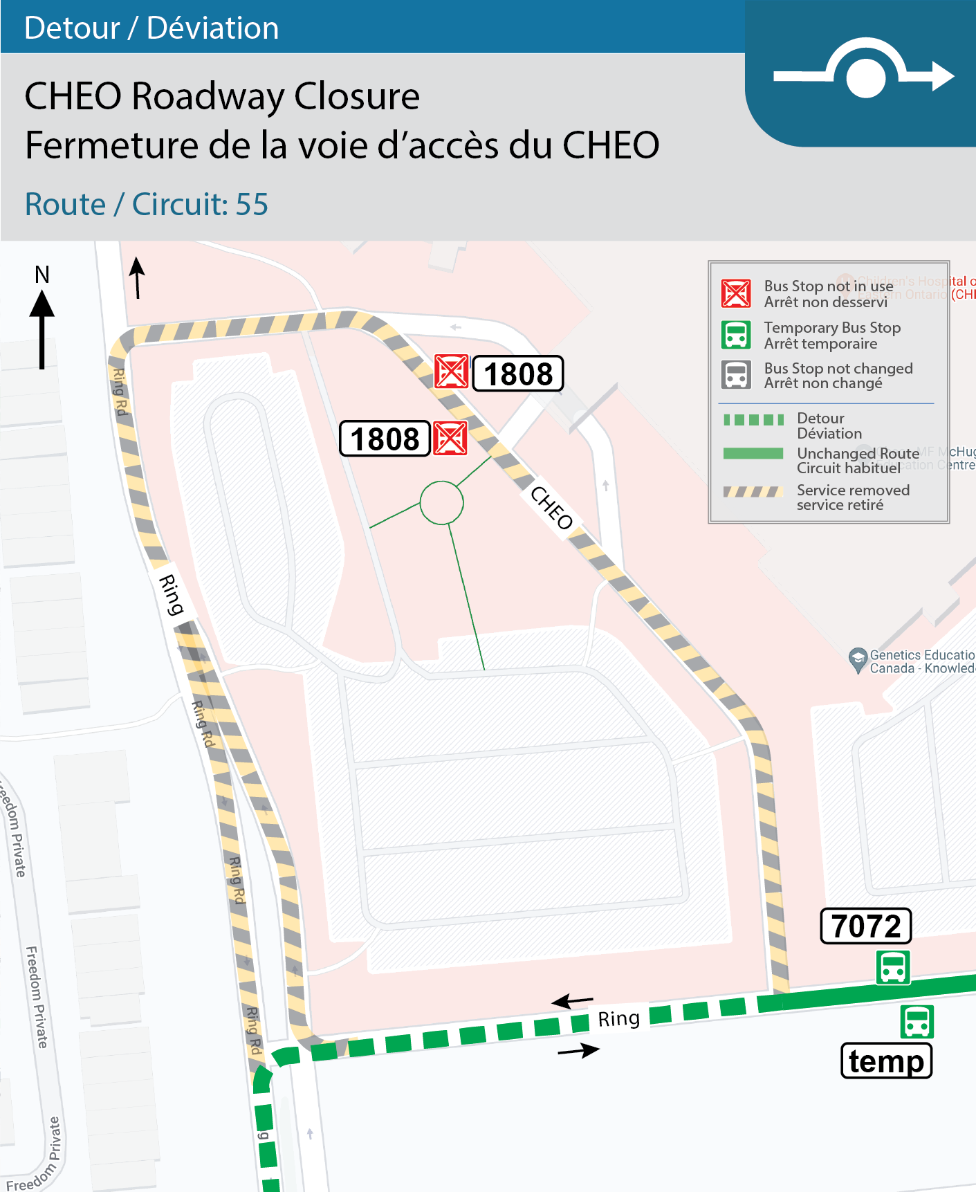 Detour Map for Route 55: Cheo Roadway closure