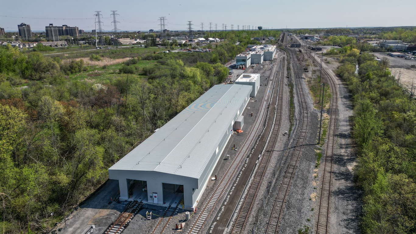 Bird's eye image of train operation centre at Albion Yard from outside