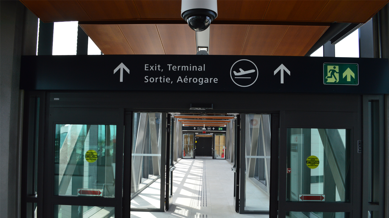 Airport station exit and terminal