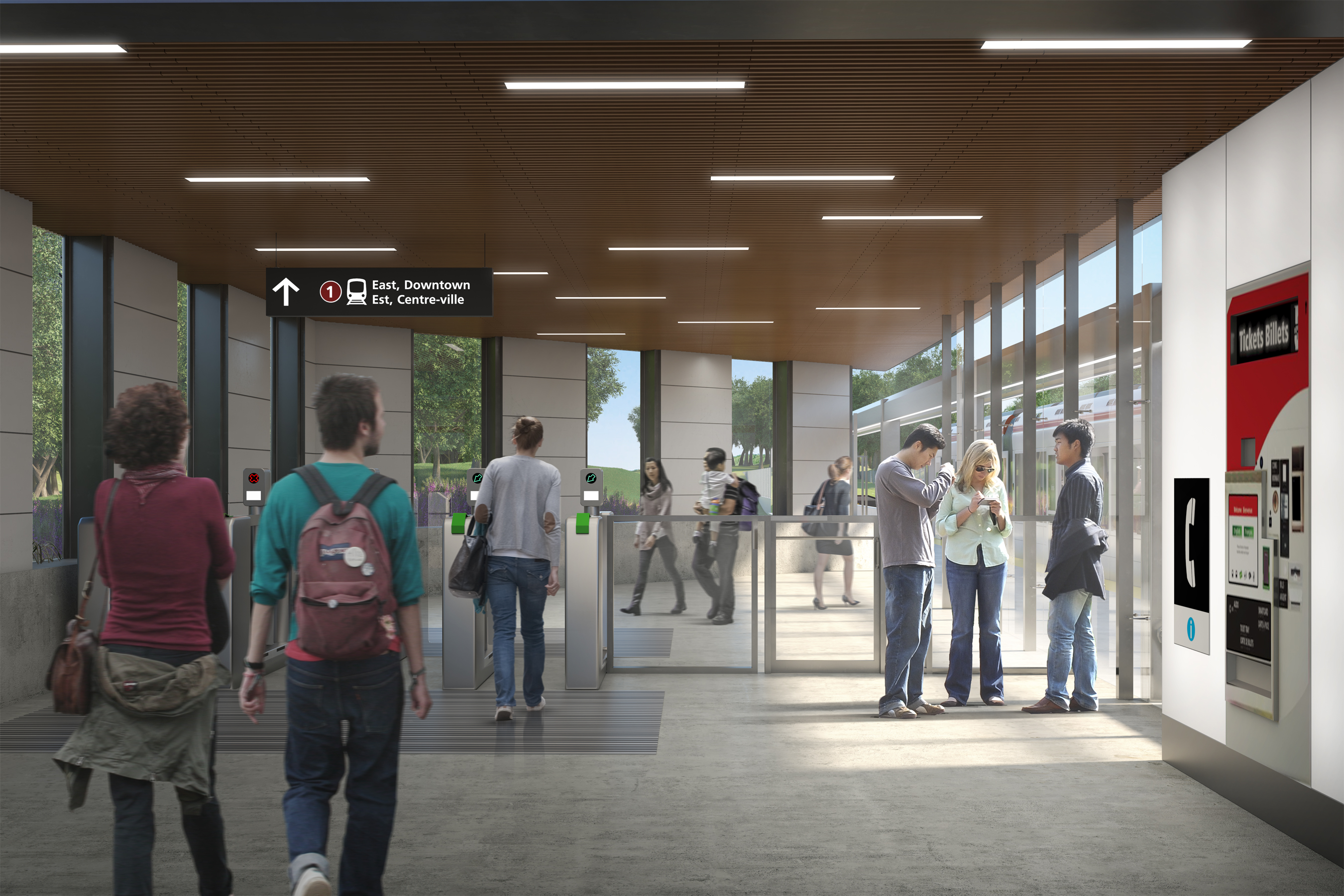 Render of new station fare-paid zone