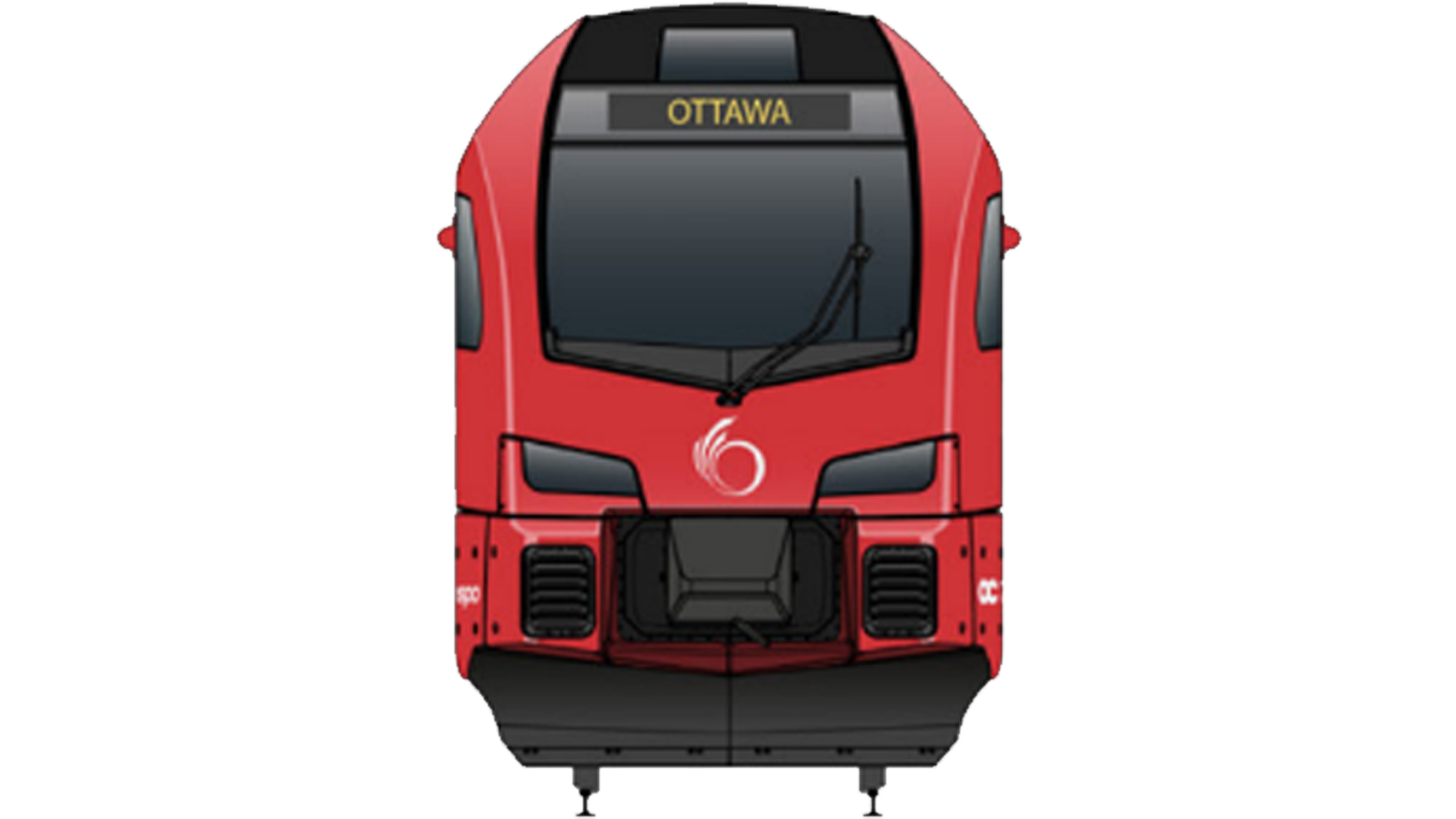Graphic of the Stadler train front view