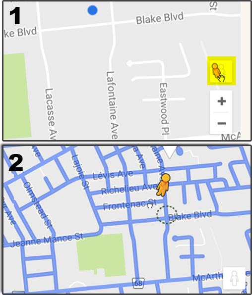 Screen cap: Exploring a neighbourhood with Street View
