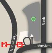 Greenboro park and ride is located at Bank and Johnston. ~ Le parc-o-bus Greenboro est situé à l’angle de la rue Bank et du chemin Johnston.