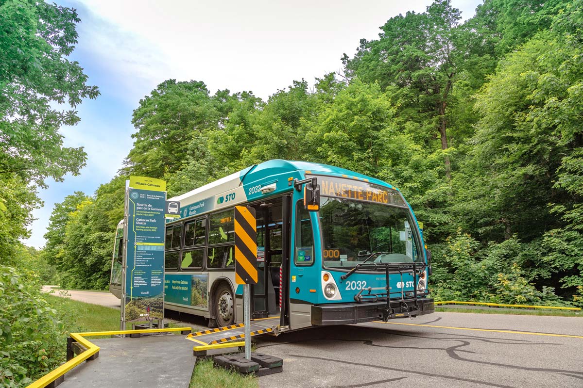 NCC shuttle with boarding ramp extended