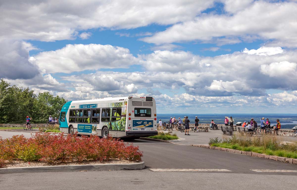 Départ de la navette depuis le belvédère Champlain